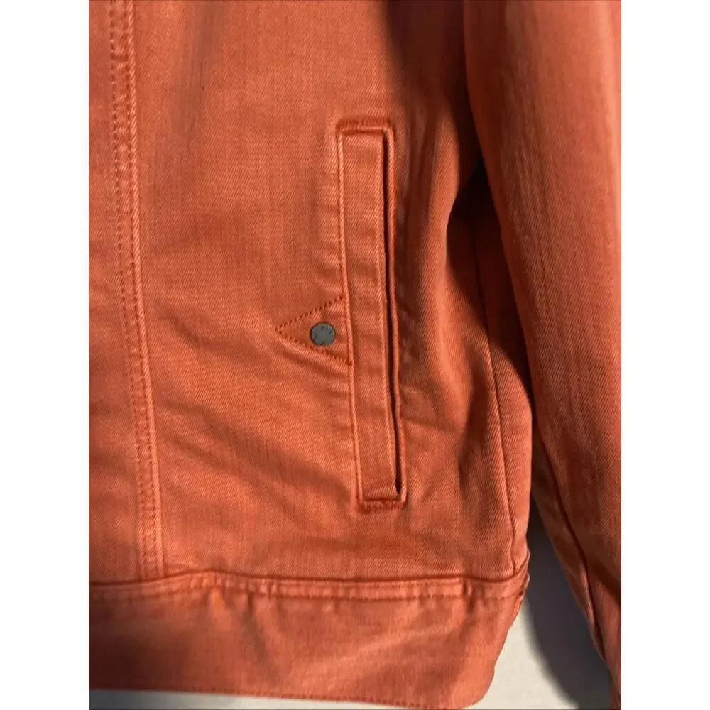 Liverpool Los Angeles Stretch Button Denim Jeans Jacket Coral Fins Womens Large - Picture 3 of 9